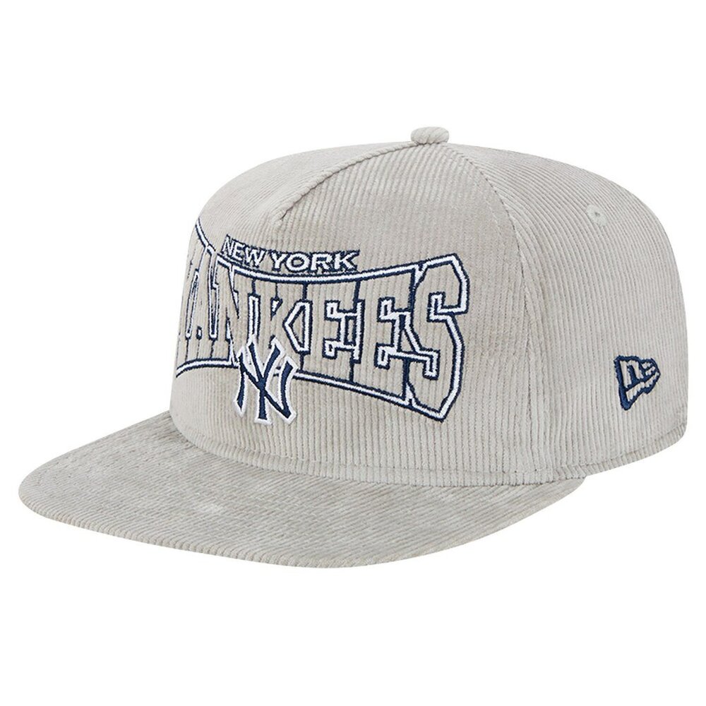 MLB Men's New Era Gray New York Yankees Corduroy Golfer Snapback Hat, Grey NEW